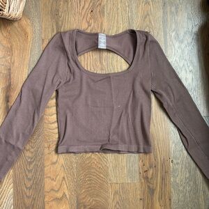 long sleeve open back top